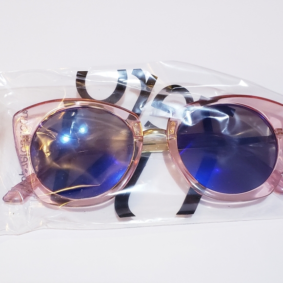 Women's Crystal Frame Colored Mirror Cat Eye Sunglasses - Picture 6 of 10